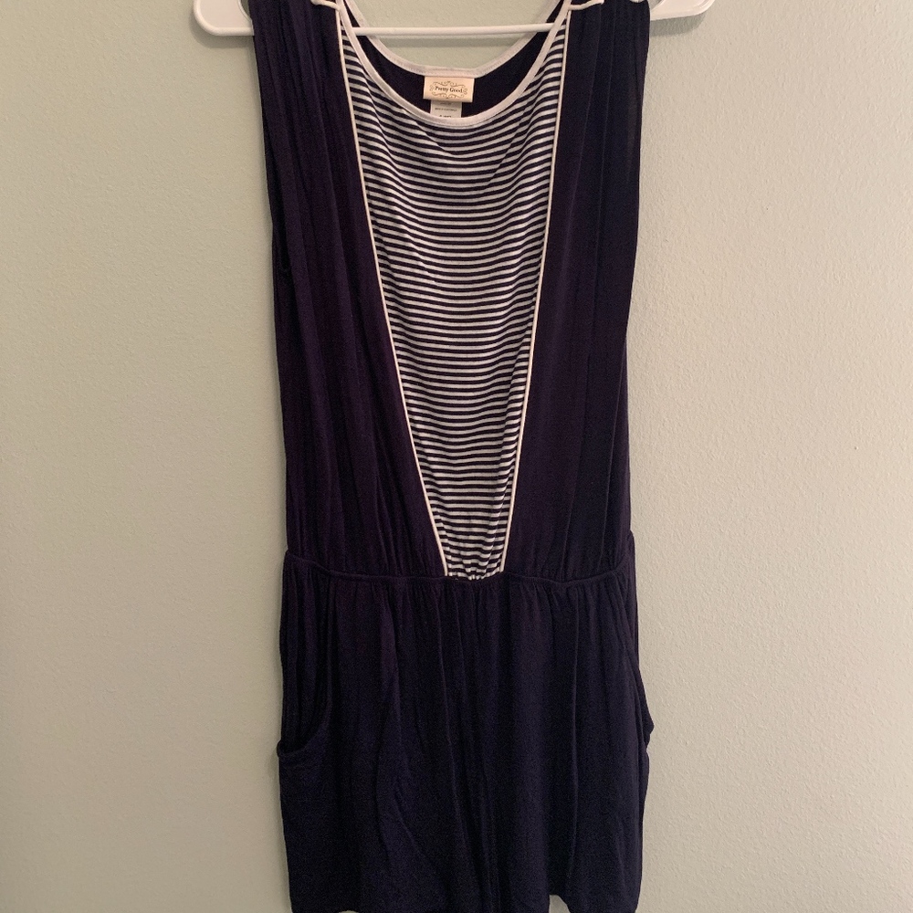 Navy Nautical Cotton Romper